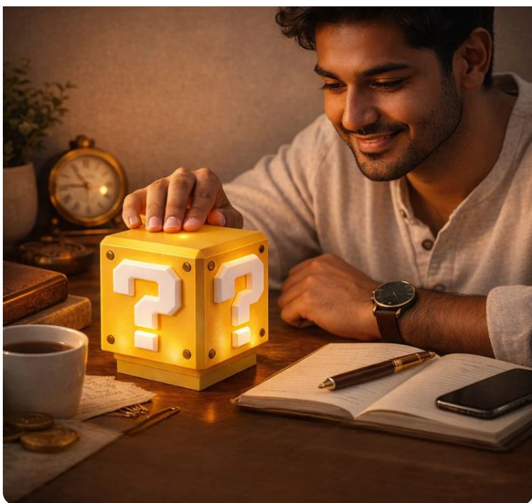QUBE™ Retro Question Block Rechargeable Icon Lamp