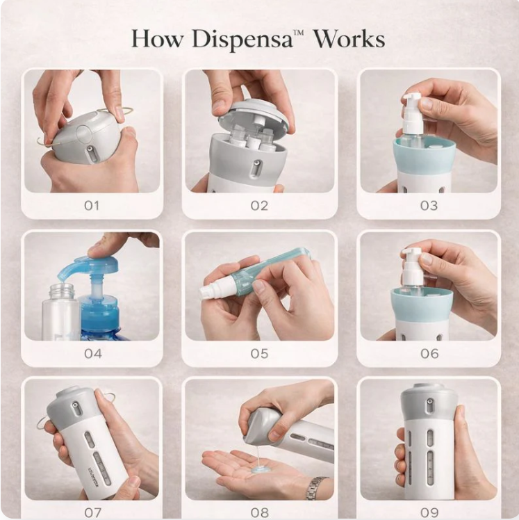 Dispensa™ 4-in-1 Rotating Travel Dispenser